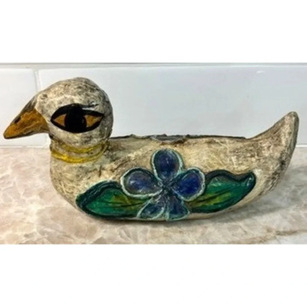 Vintage Antigua Papier Mache Duck Figure‎ Hand Painted Folk Art Sculpture 7